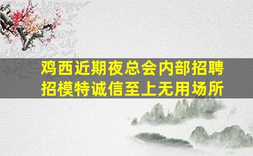 鸡西近期夜总会内部招聘招模特诚信至上无用场所
